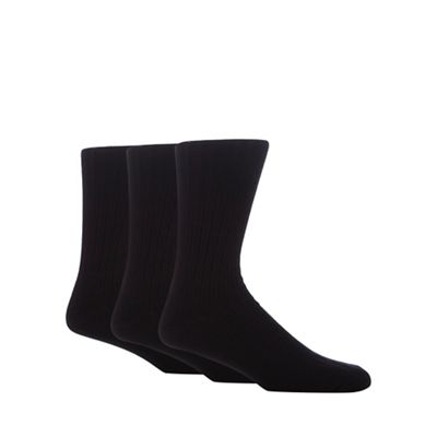 Maine New England Pack of three black ribbed socks with lambswool